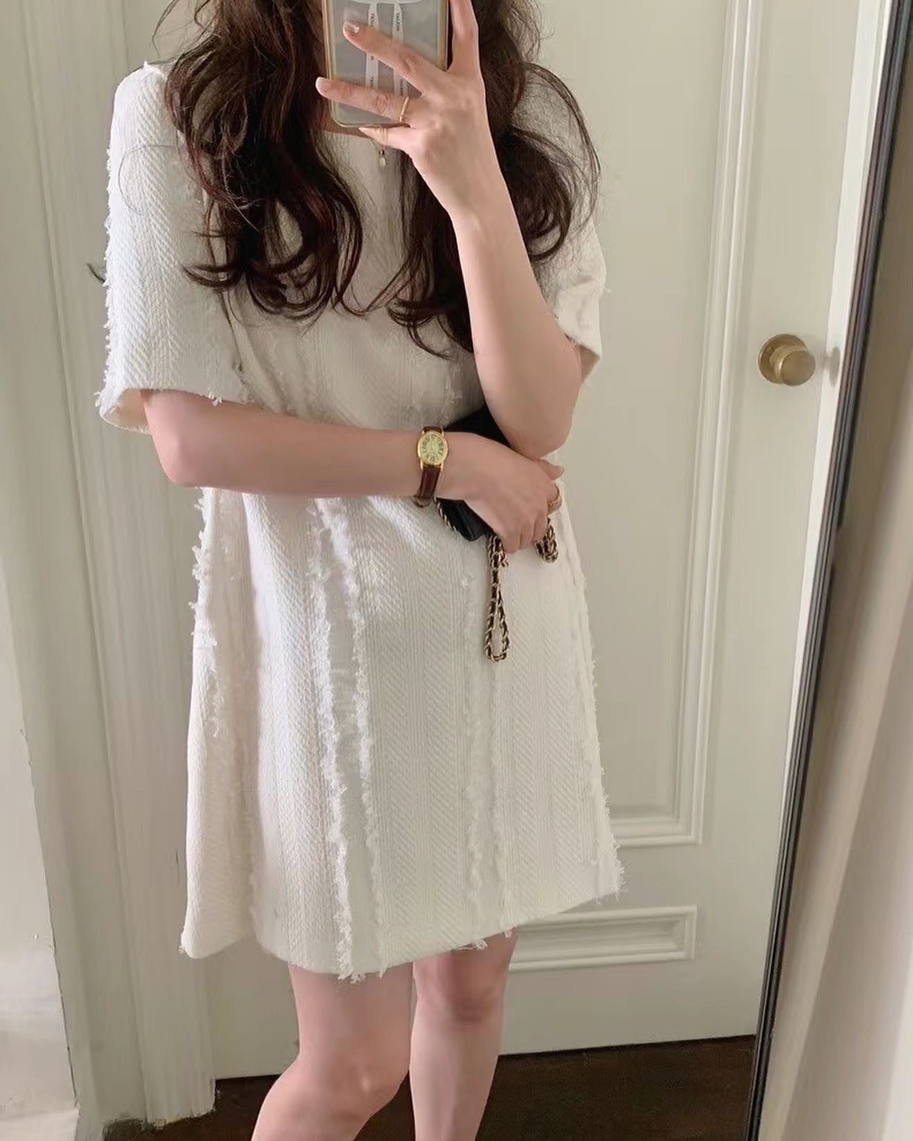 Short Sleeve Tassel Dress