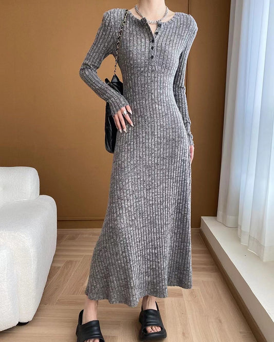 Fitted A-Line Knit Dress