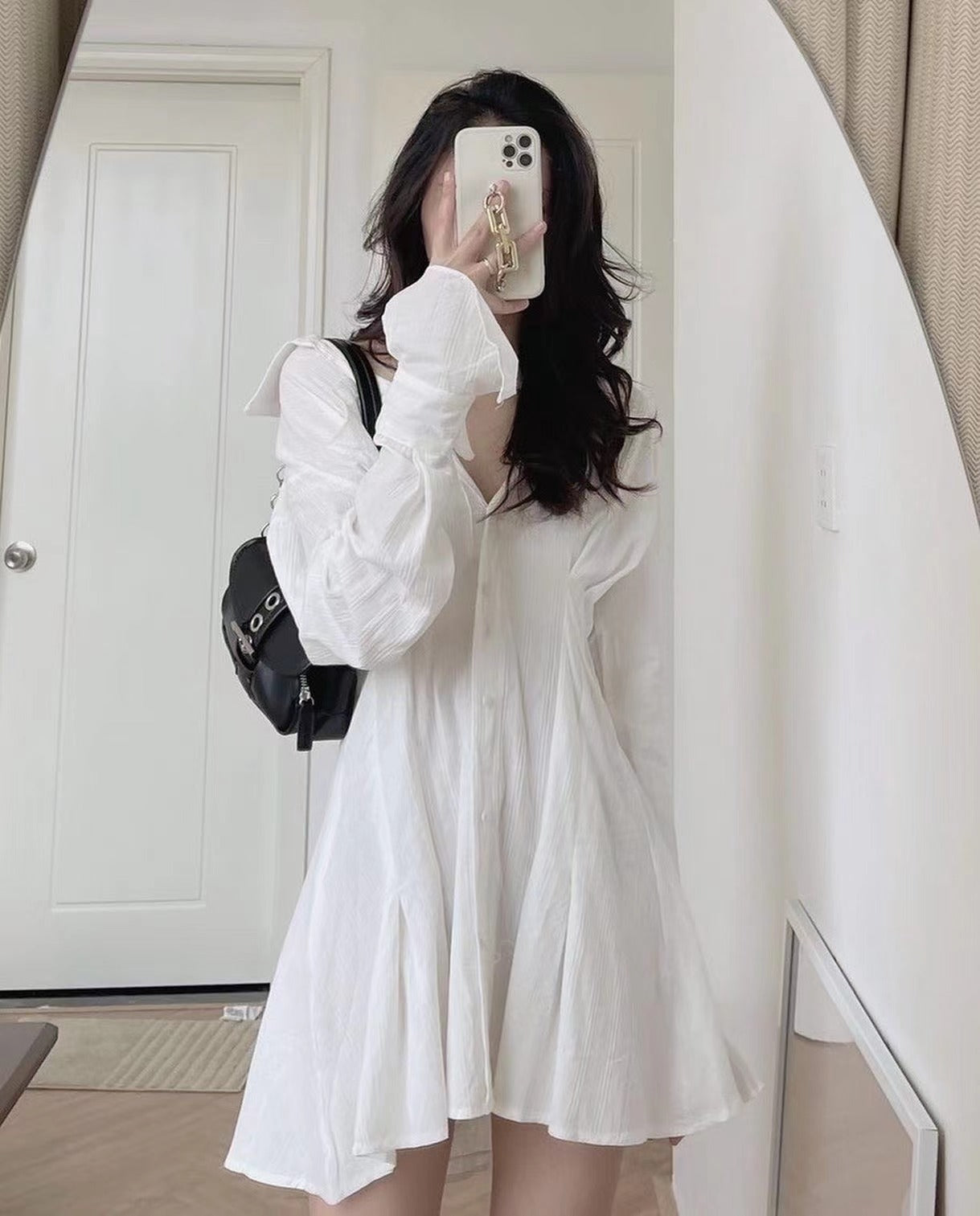 Bell Sleeve Cinched Waist Dress