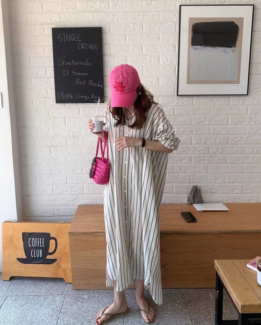 Striped Shirt Long Dress