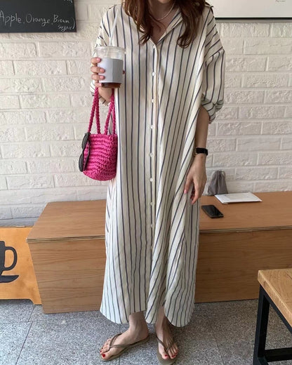 Striped Shirt Long Dress