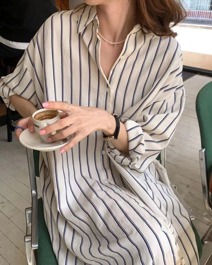 Striped Shirt Long Dress