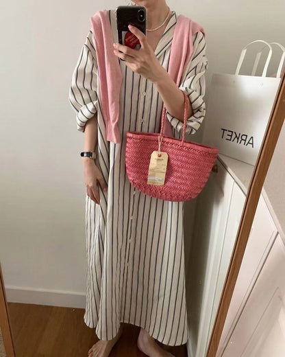 Striped Shirt Long Dress