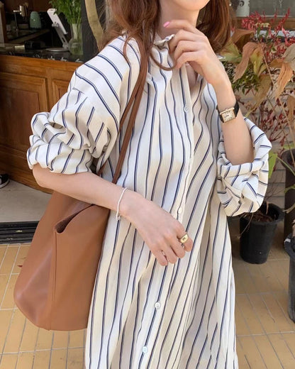 Striped Shirt Long Dress