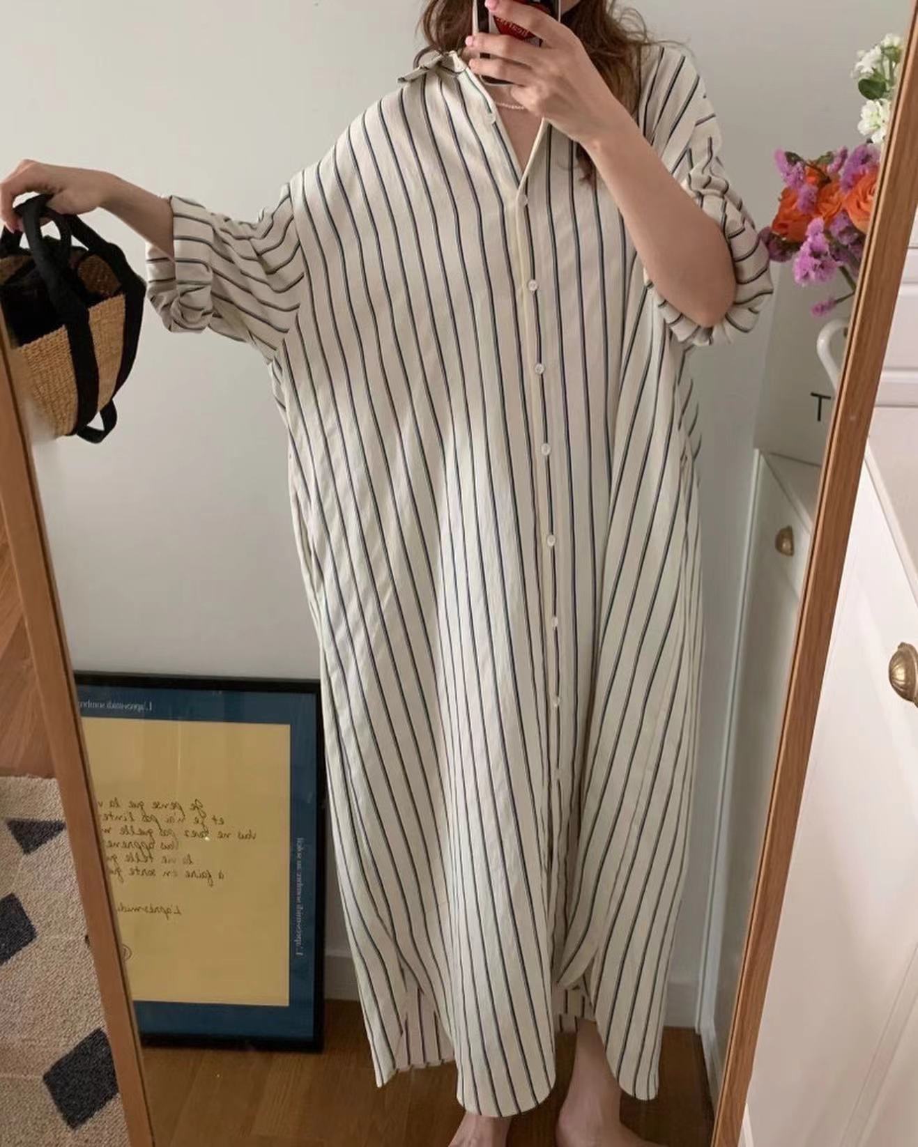 Striped Shirt Long Dress