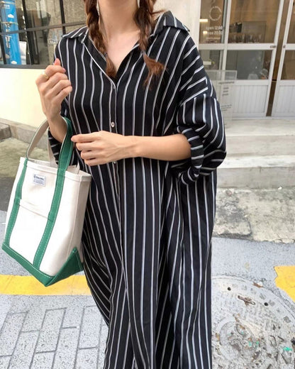 Striped Shirt Long Dress