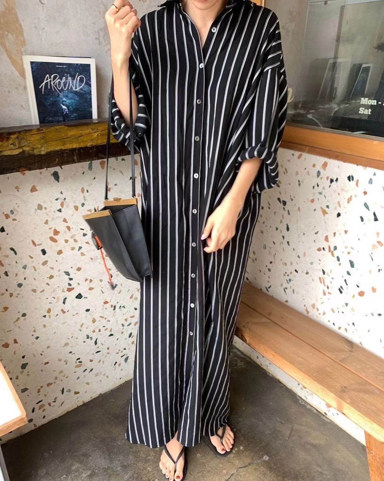 Striped Shirt Long Dress