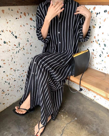 Striped Shirt Long Dress