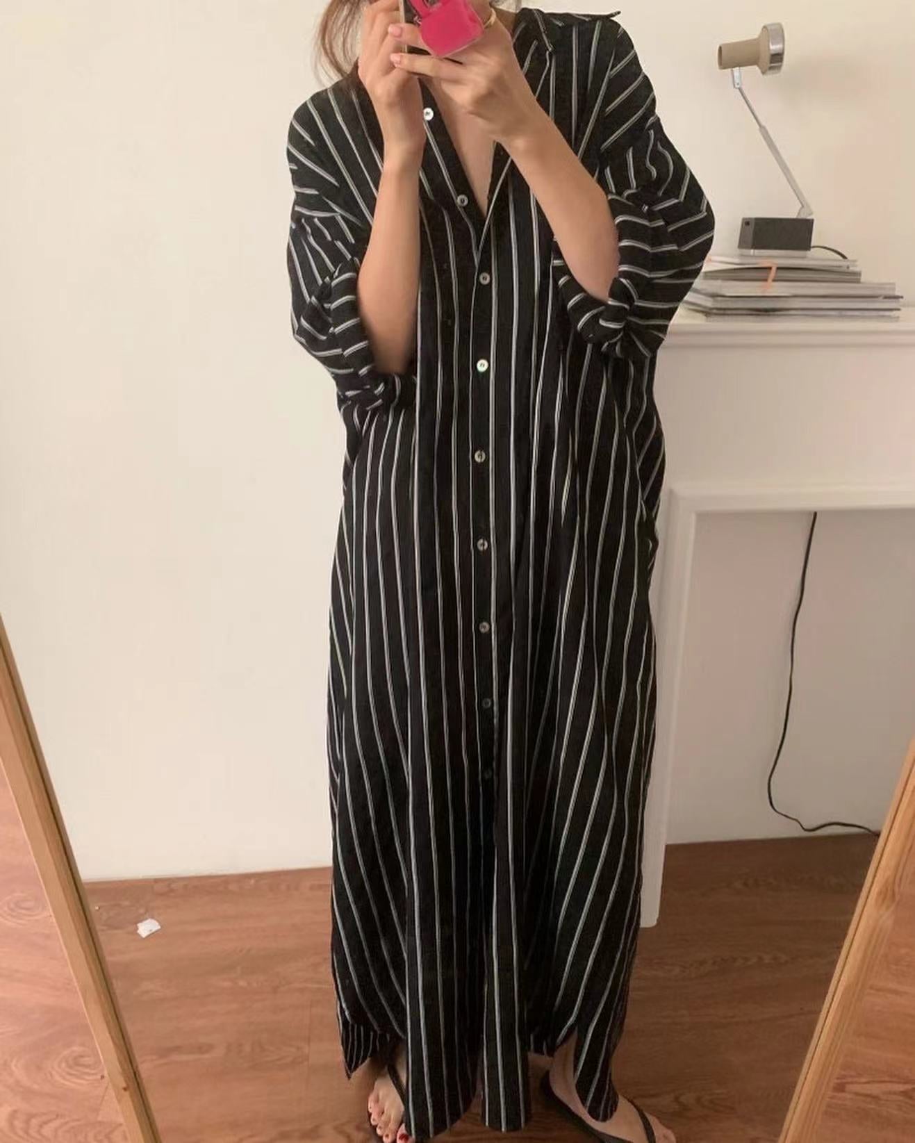 Striped Shirt Long Dress