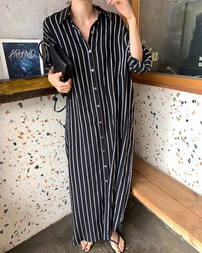 Striped Shirt Long Dress