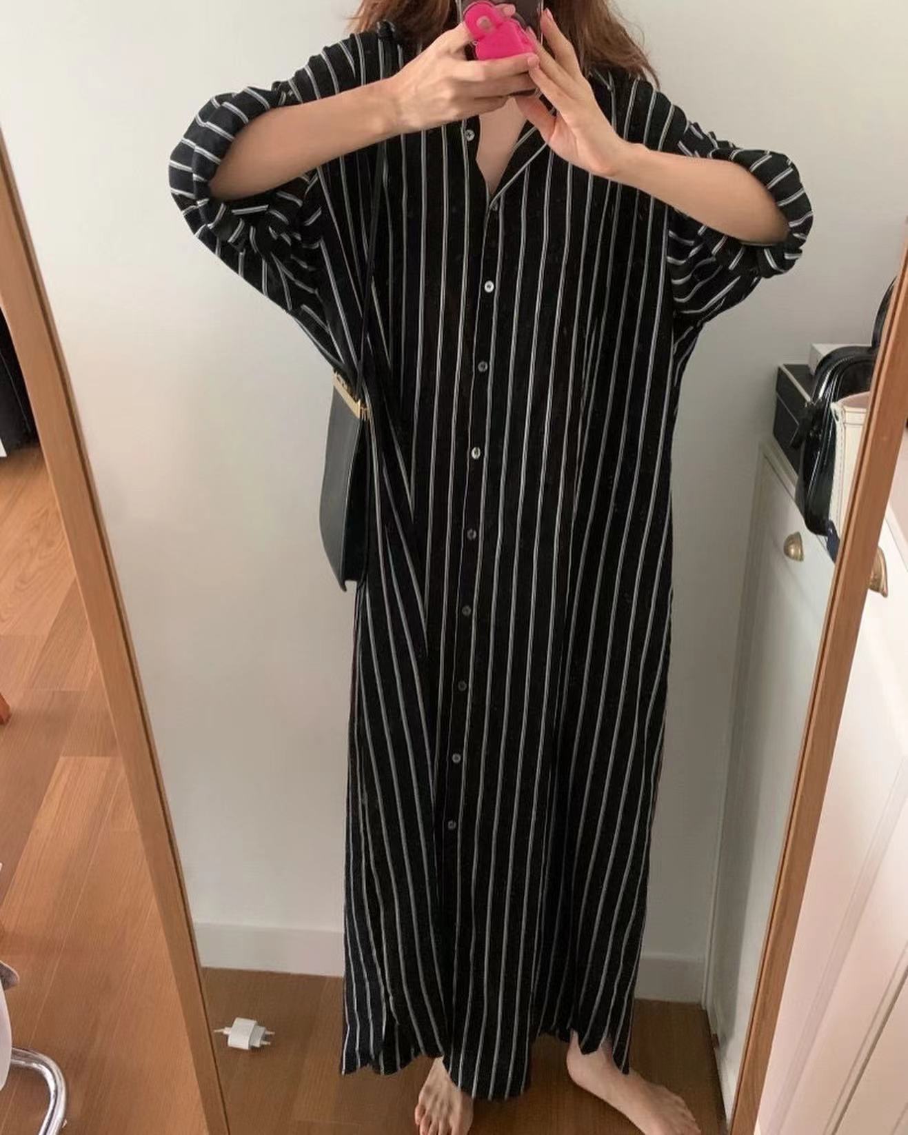 Striped Shirt Long Dress