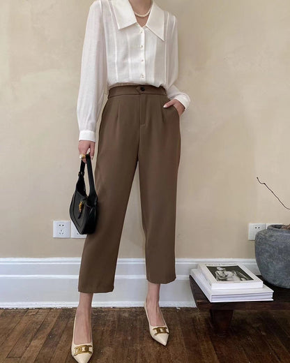 High Waist Nine-Tenths Trousers