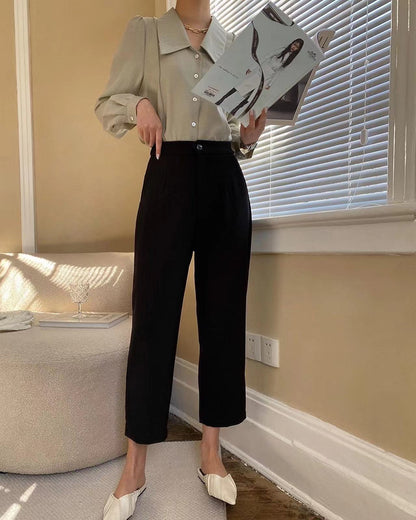 High Waist Nine-Tenths Trousers