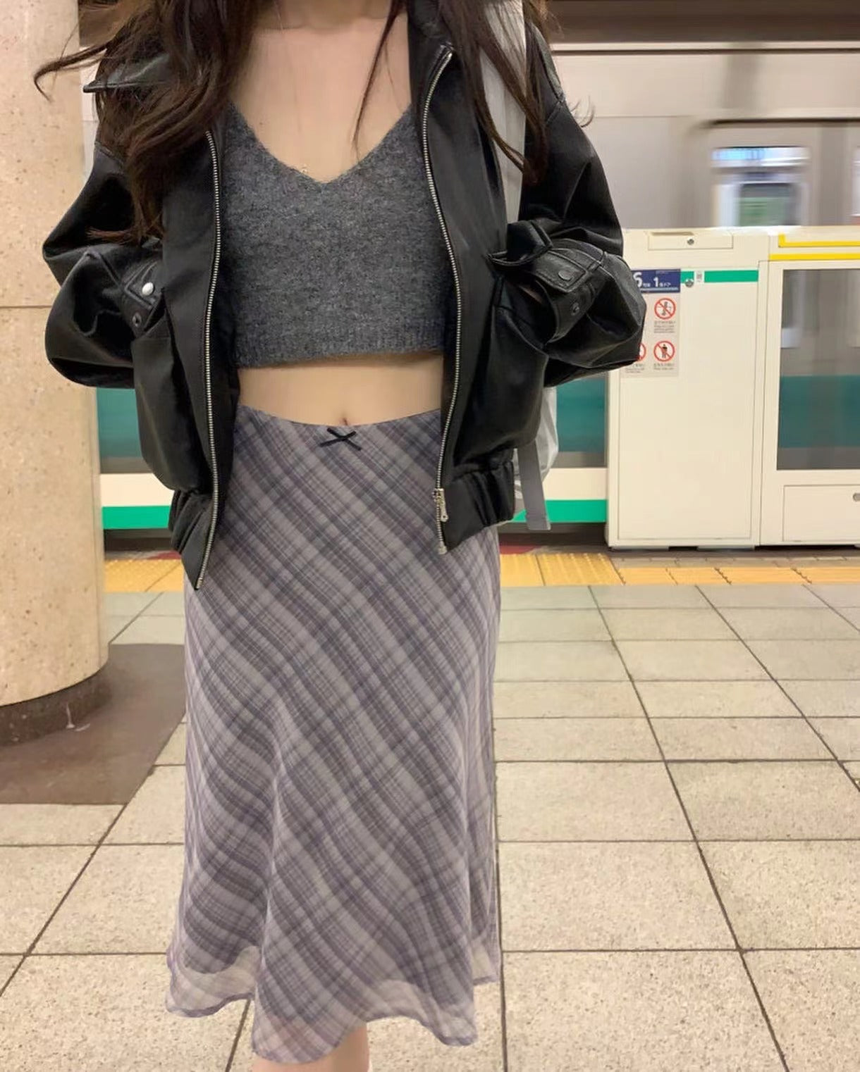 Plaid Chiffon Skirt