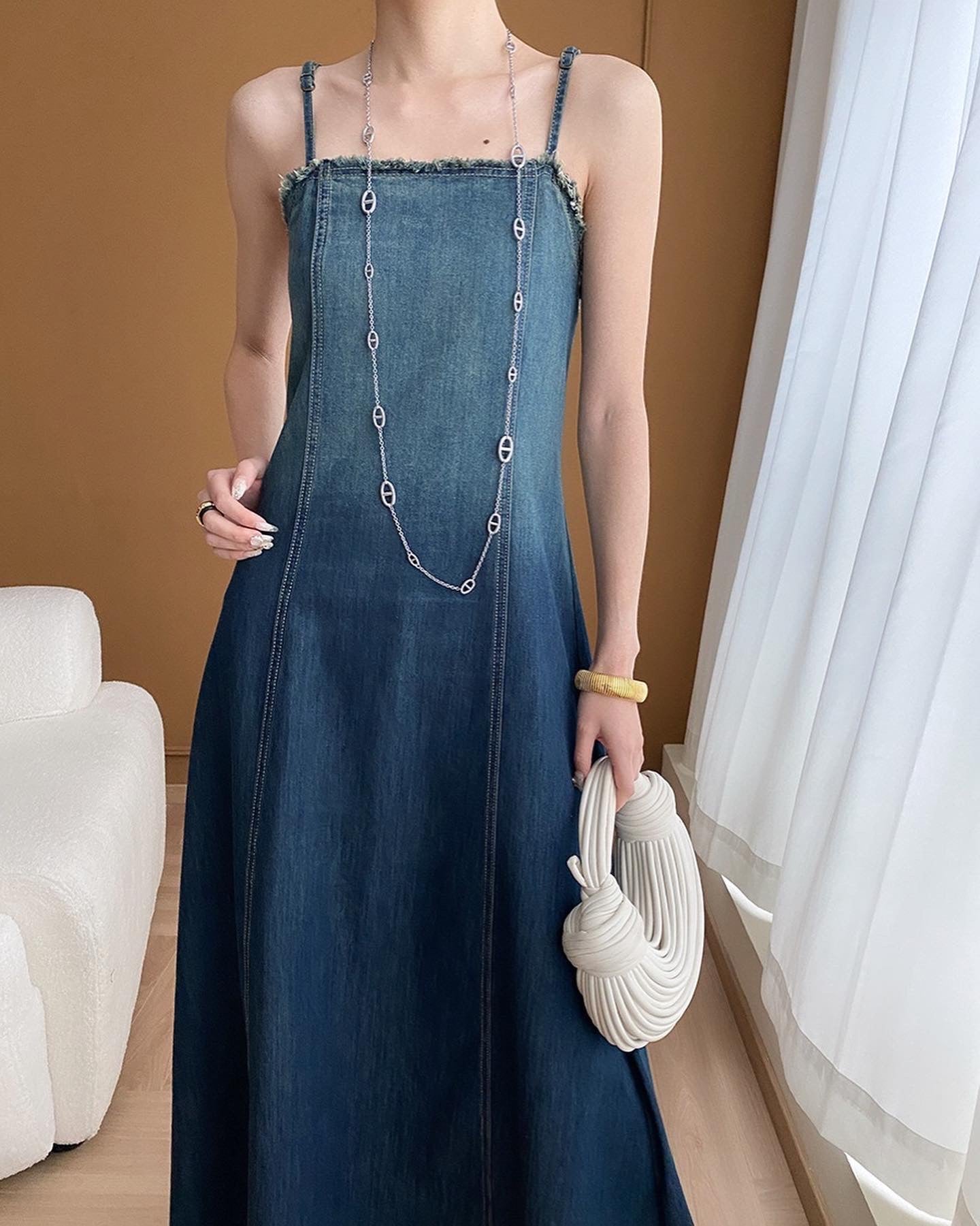 Gradient Strap Denim Dress