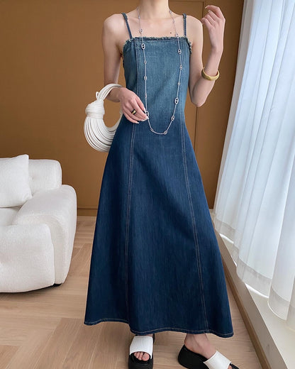 Gradient Strap Denim Dress