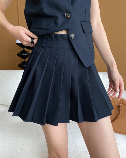 Suit Vest + Pleated Skirt Set