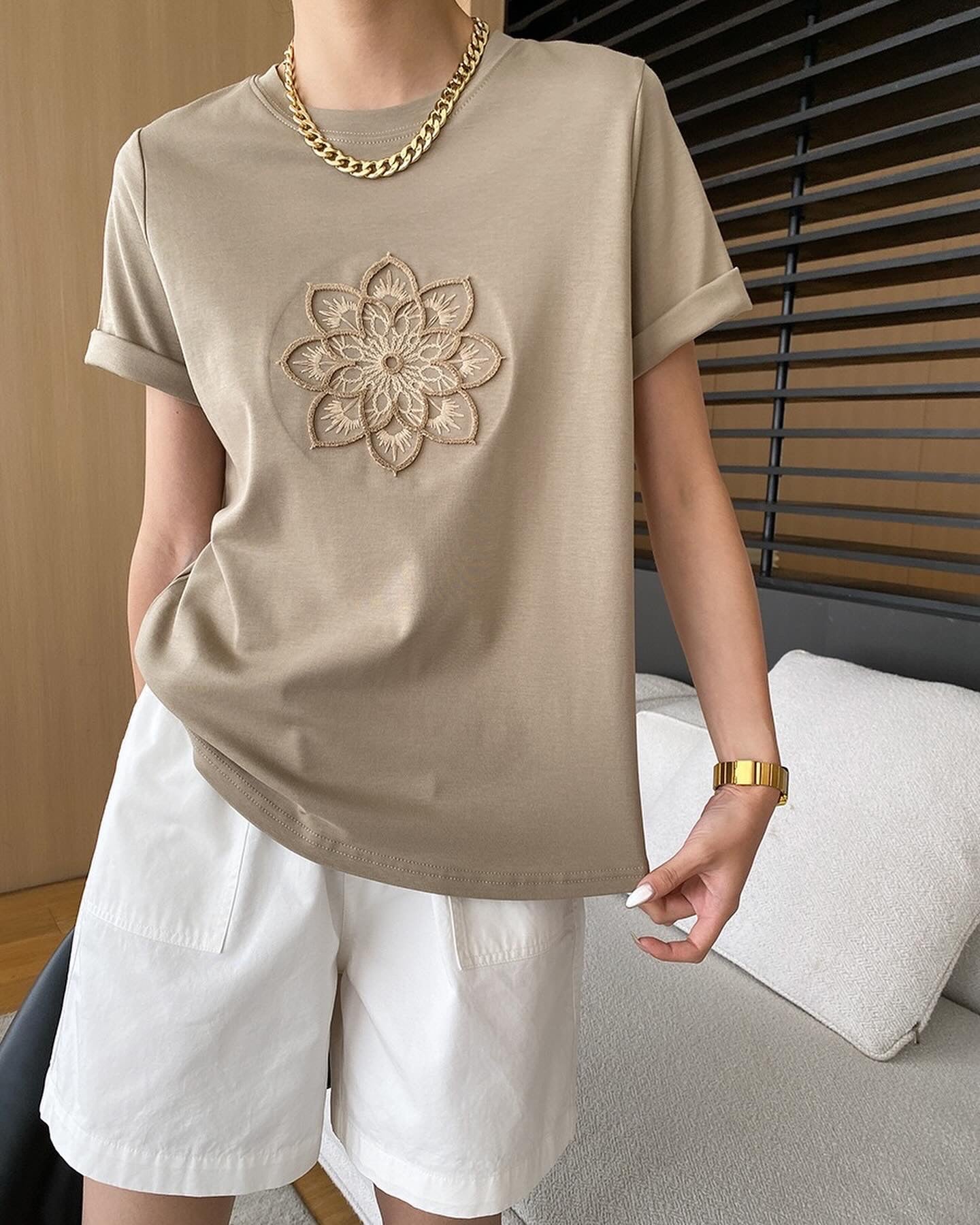 3D Embroidered Floral T-Shirt