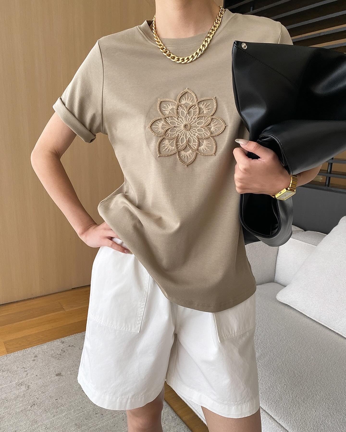 3D Embroidered Floral T-Shirt