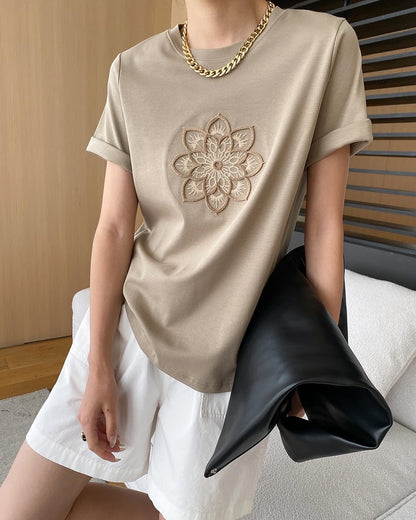 3D Embroidered Floral T-Shirt