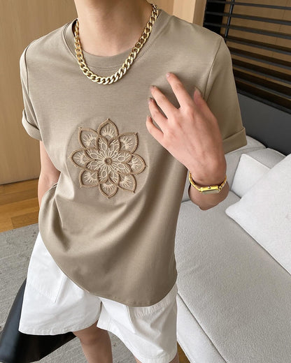 3D Embroidered Floral T-Shirt