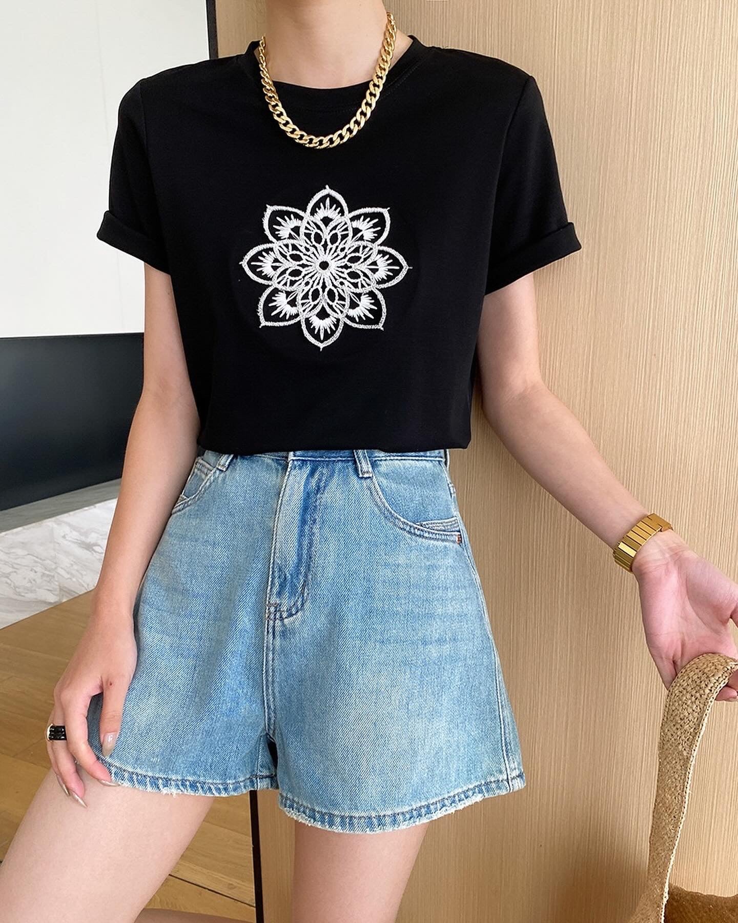 3D Embroidered Floral T-Shirt