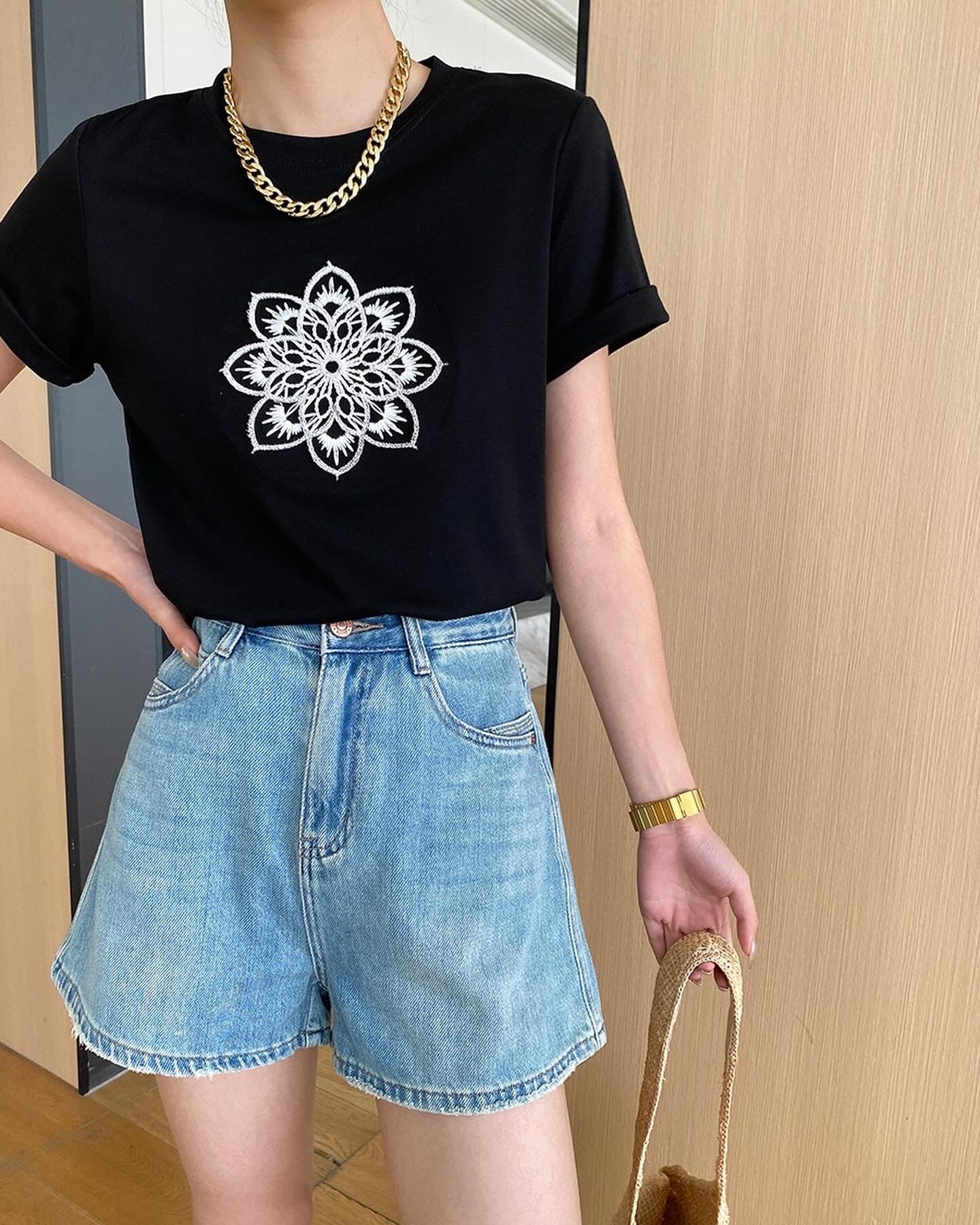 3D Embroidered Floral T-Shirt