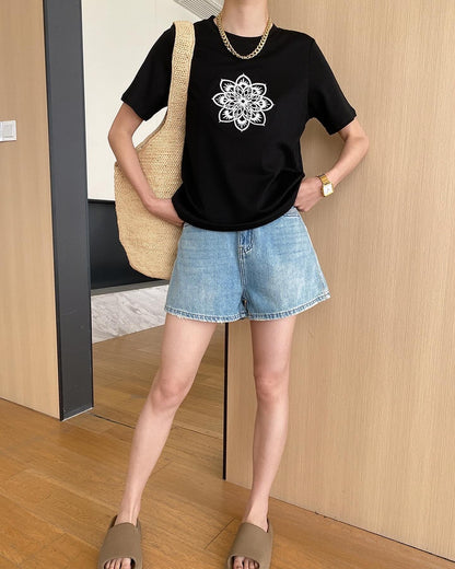 3D Embroidered Floral T-Shirt