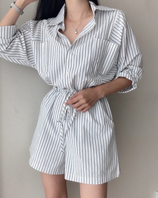 Collared Striped Jumpsuit