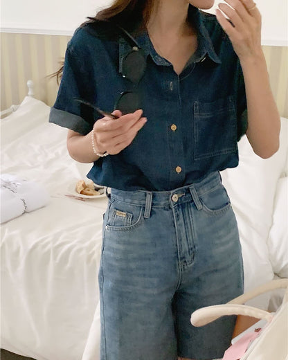 Collared Denim Shirt