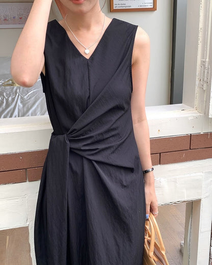 V-Neck Tie-Waist Vest Dress