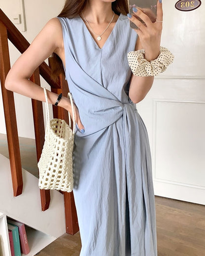 V-Neck Tie-Waist Vest Dress