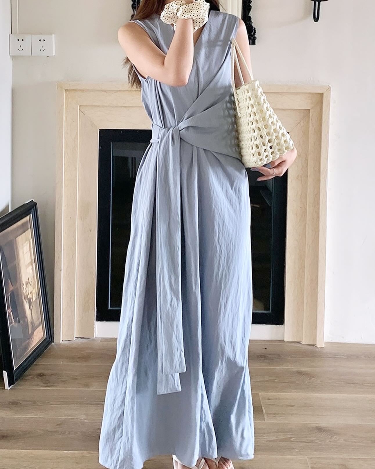 V-Neck Tie-Waist Vest Dress