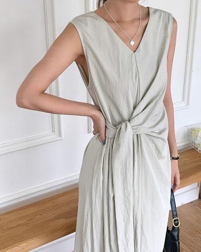 V-Neck Tie-Waist Vest Dress