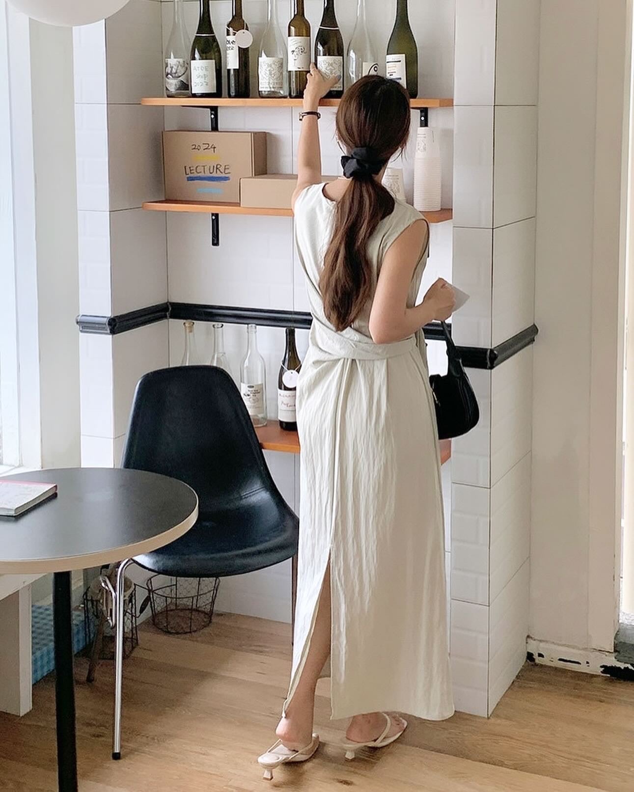 V-Neck Tie-Waist Vest Dress