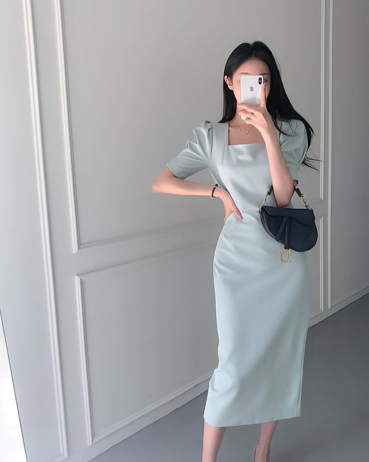 Square Neck Puff Sleeve Dress