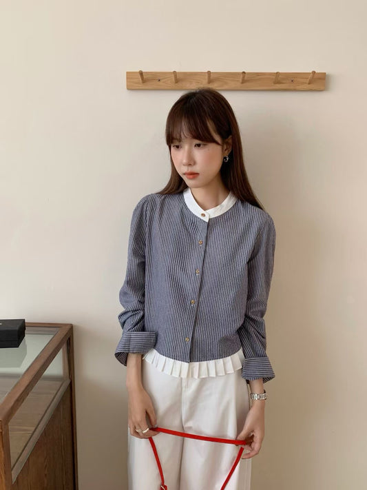 Striped Color-Block Patchwork Shirt