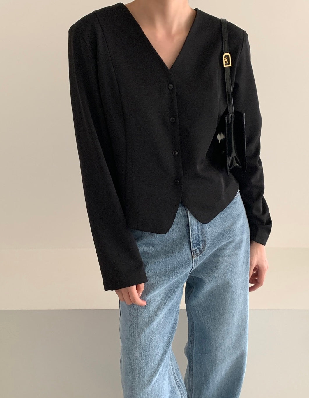 Korean-Style Belted Blazer Top