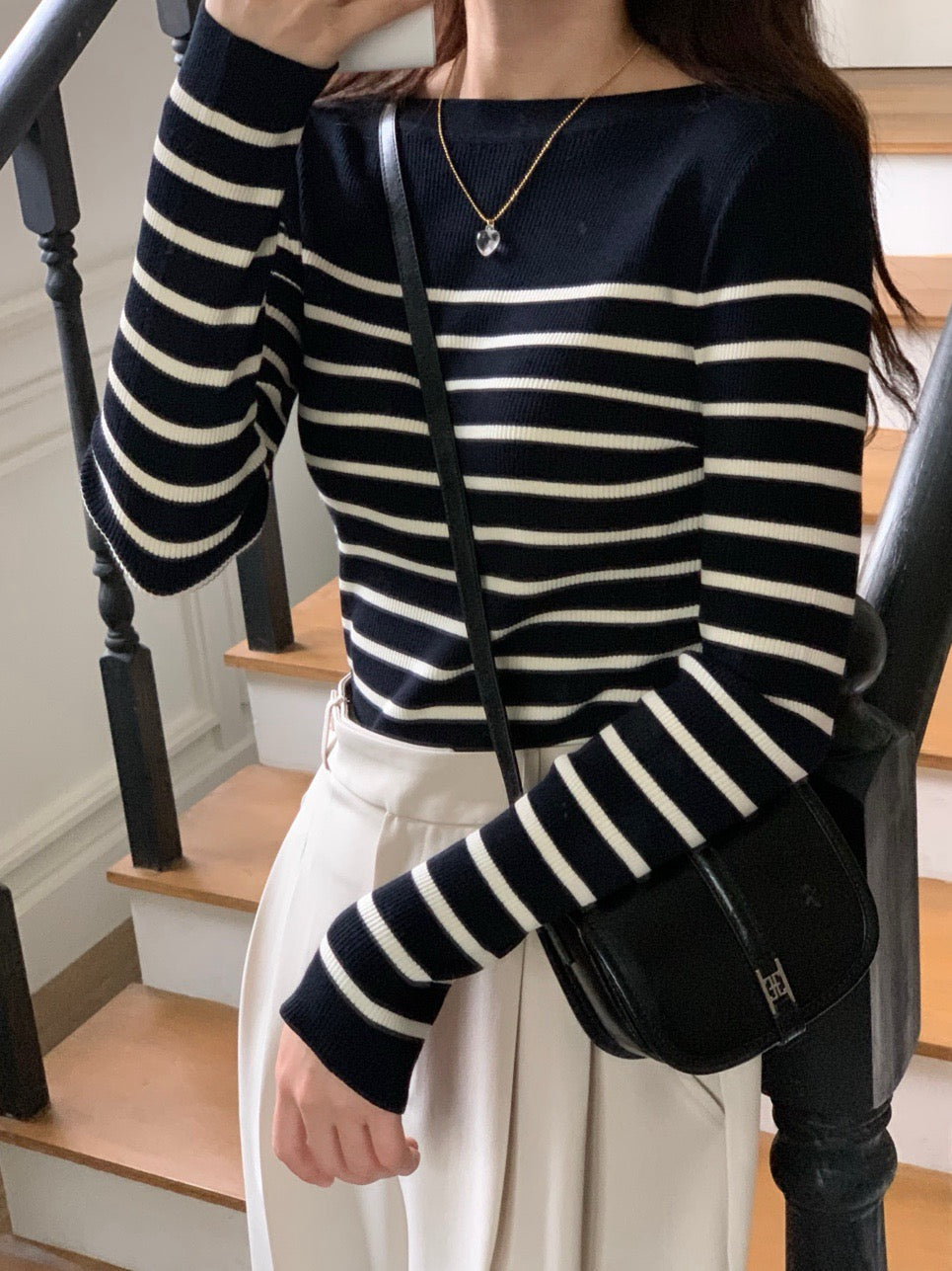 Color-Block Striped Knit Top