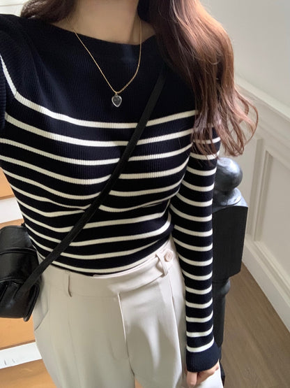 Color-Block Striped Knit Top