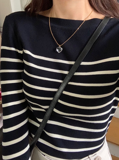 Color-Block Striped Knit Top