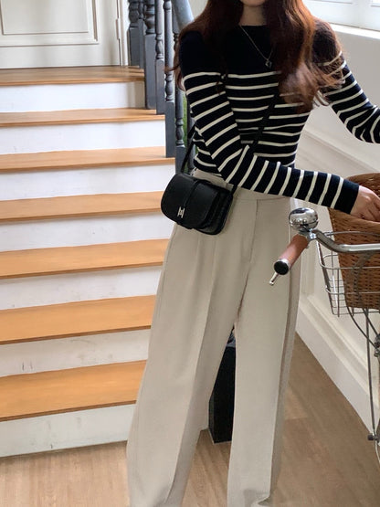 Color-Block Striped Knit Top