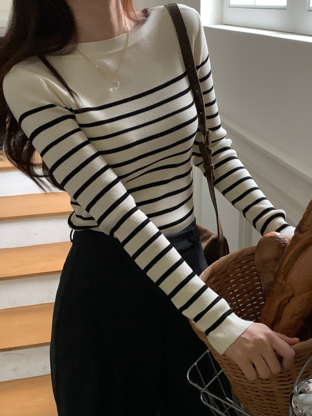 Color-Block Striped Knit Top