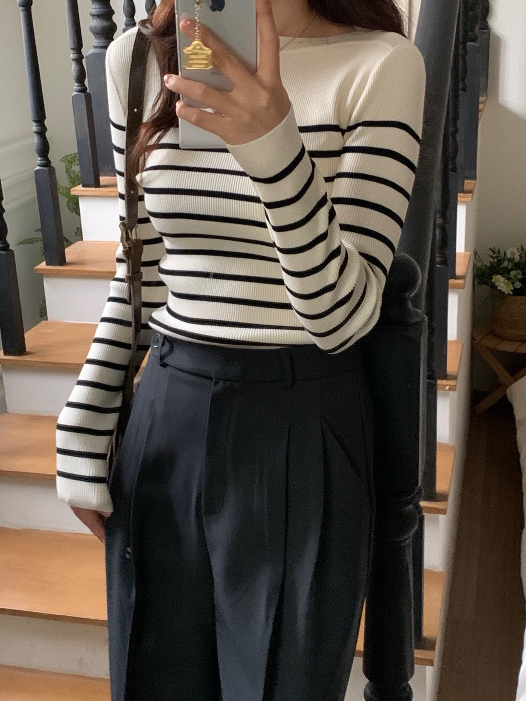 Color-Block Striped Knit Top