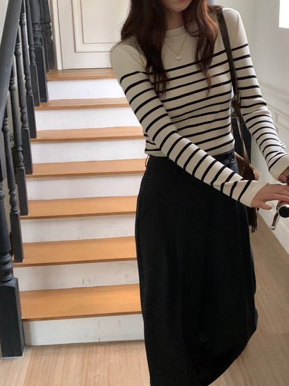 Color-Block Striped Knit Top