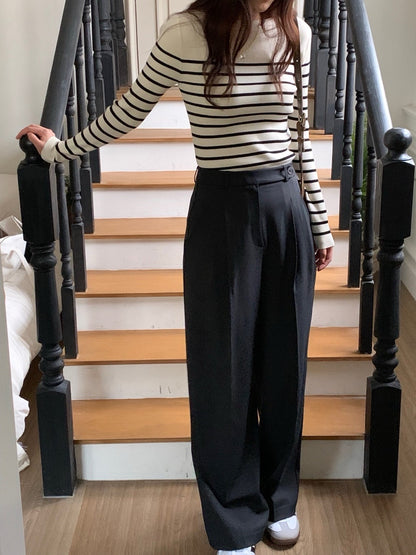 Color-Block Striped Knit Top