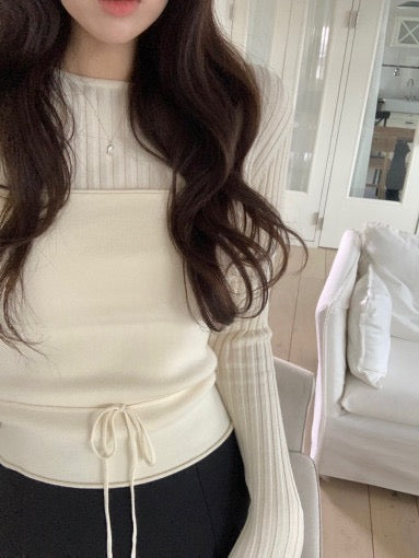 Long Sleeve Sweater + Layered Tie Cami Set