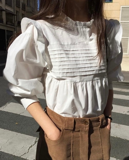 Pleated Flutter Sleeve Shirt