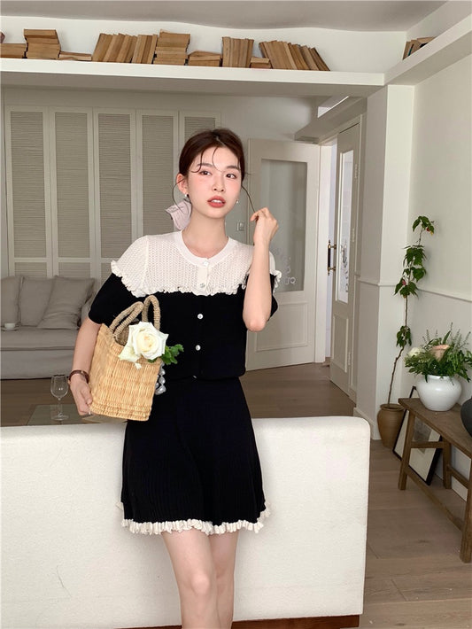 Chanel-Style Knitted Top + Skirt Set