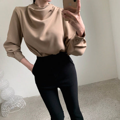 Round Neck Shirt With Pleated Texture